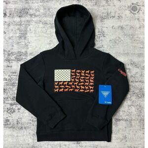 NWT Columbia PHG Boys' Hunt Flag Hoodie Youth XS Black Blaze AB7923 $40